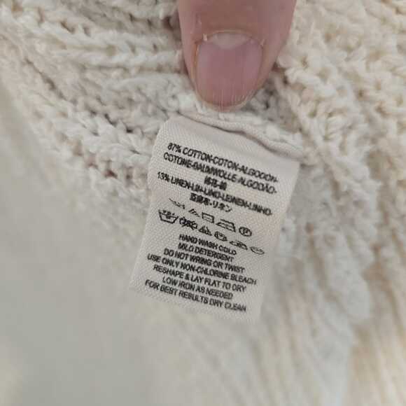 Free People Duster Vest Size XS Ivory Sloppy Pocket Cotton Linen Open Knit Boho - Picture 8 of 8